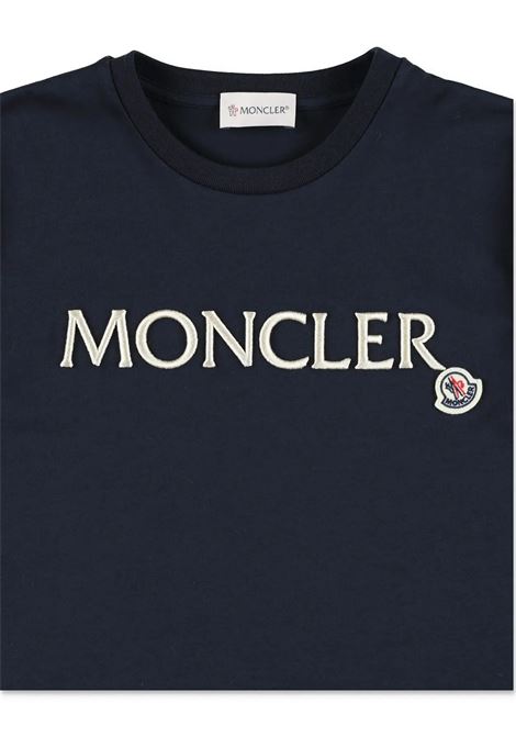 T-Shirt Blu Con Logo Lettering Ricamato MONCLER ENFANT | 954-8C00013 89AT9778